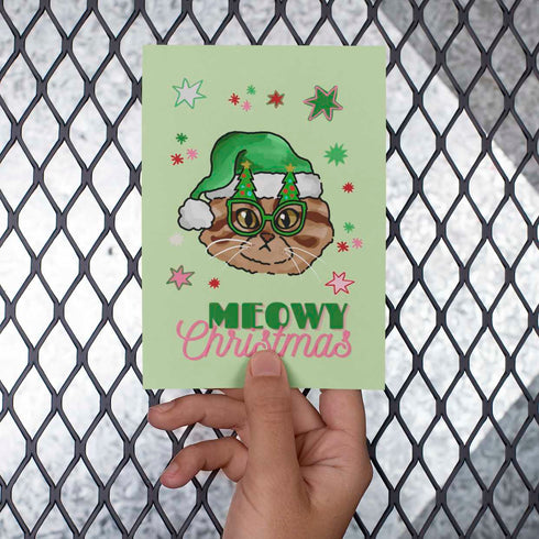 Cat Christmas Tree Holiday Card